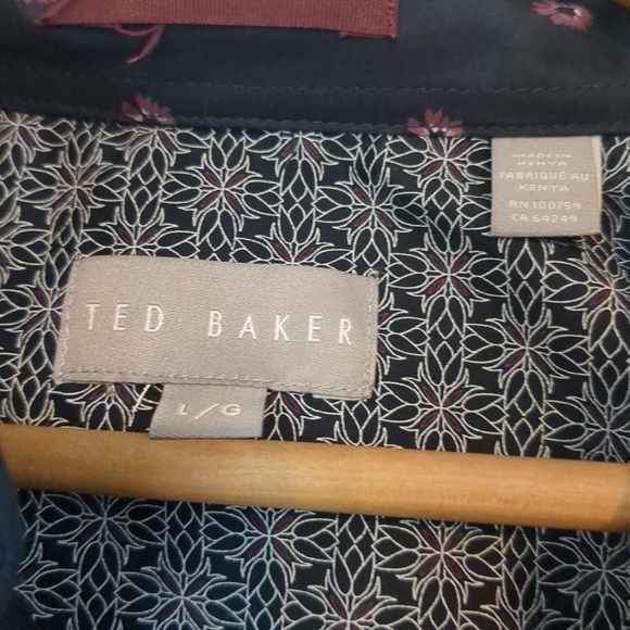 NWT Ted Baker Shirt Men's Large Black Floral Luxury Flipp Cuff Button Down - Picture 5 of 10
